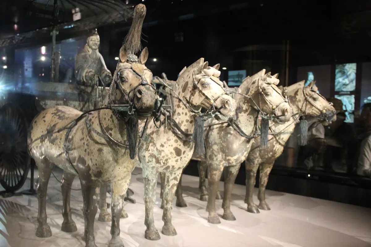 One of the bronze chariots with horses from the tomb of Qin Shi Huang