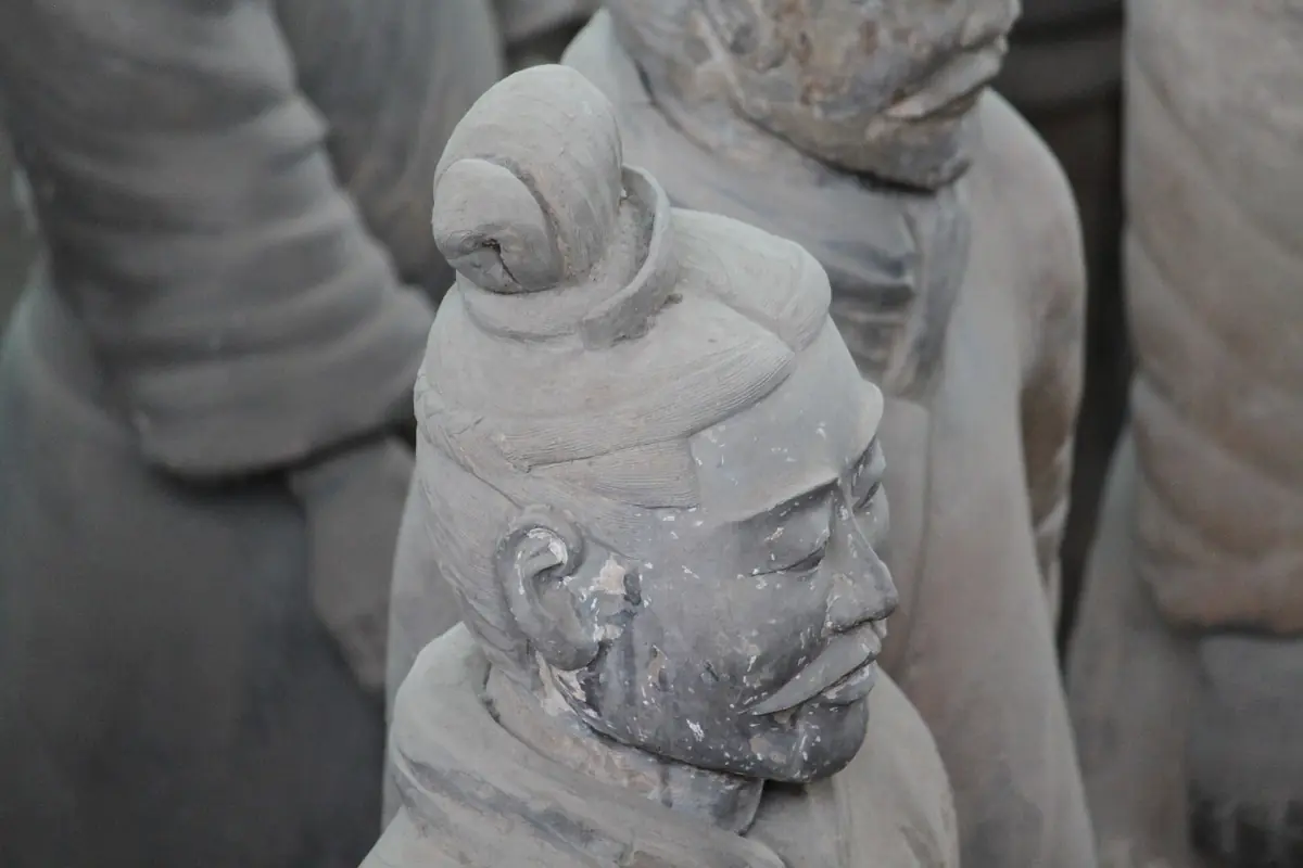 Armour and face of a terracotta warrior
