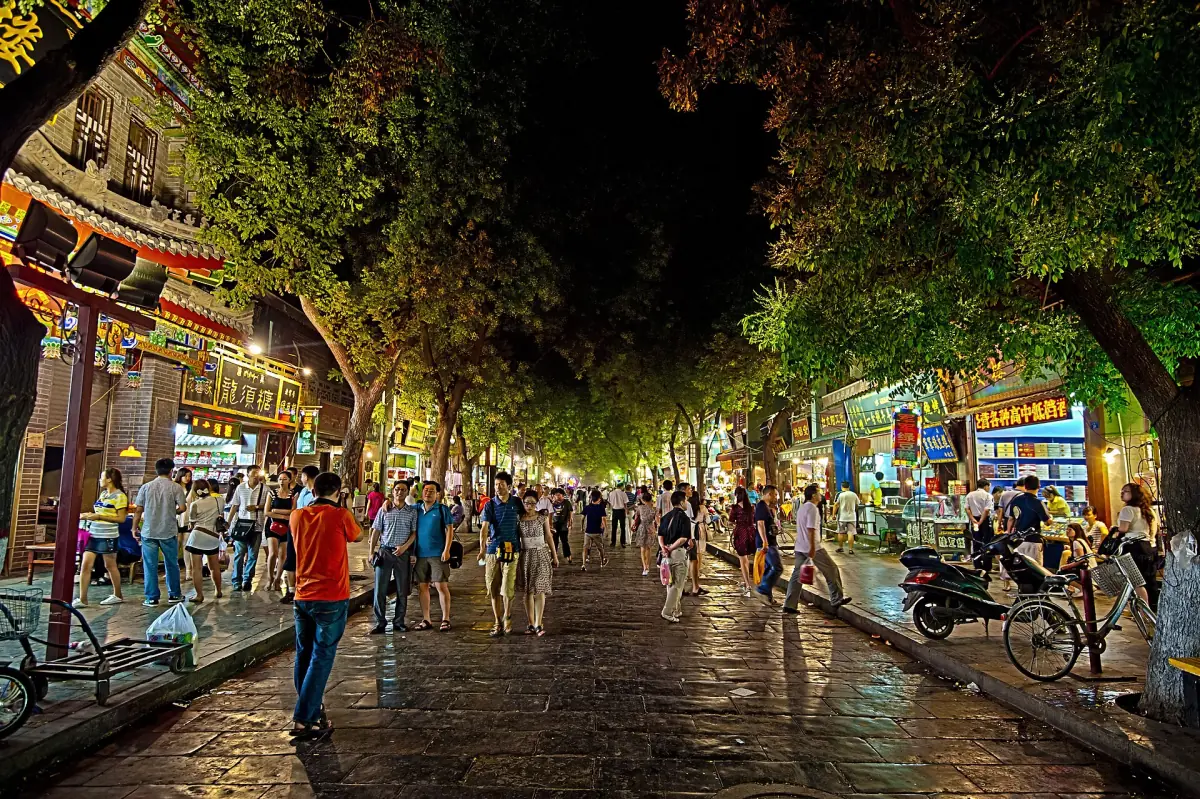 The Muslim Quarter in Xi'an at night